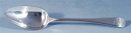 A set of six George III silver Old English pattern table spoons, Length 218 mm, weight 13.2oz/411 grms